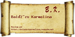 Balázs Karmelina névjegykártya